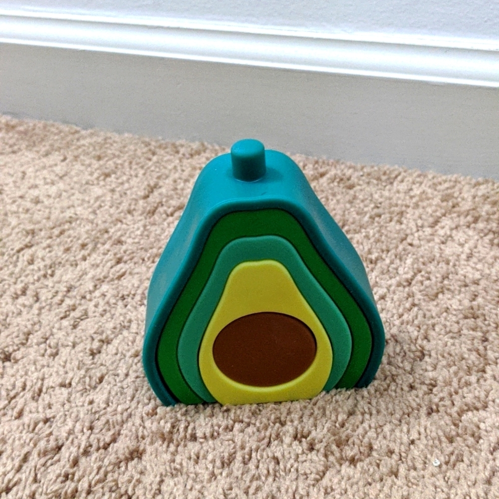 Silicon teething stackable avocado toy